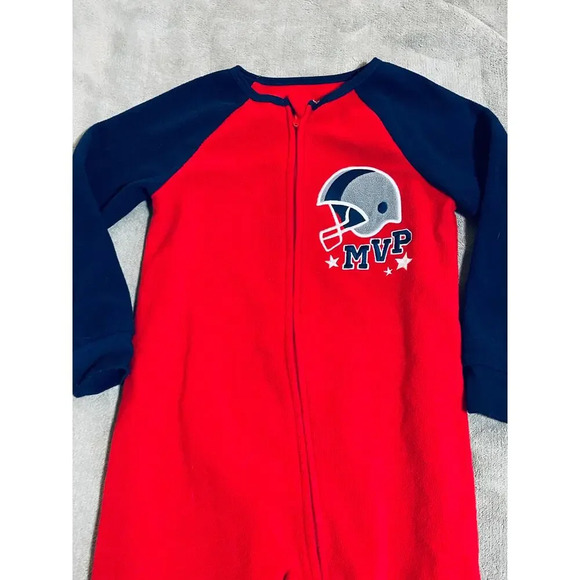 Absorba Size Size 4T Fleece Zip Footie Sleeper Long Sleeve MVP Football - Picture 2 of 4